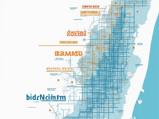 Stylized map of Miami-Dade county highlighting key areas like Downtown, Wynwood, South Beach, and Coral Gables